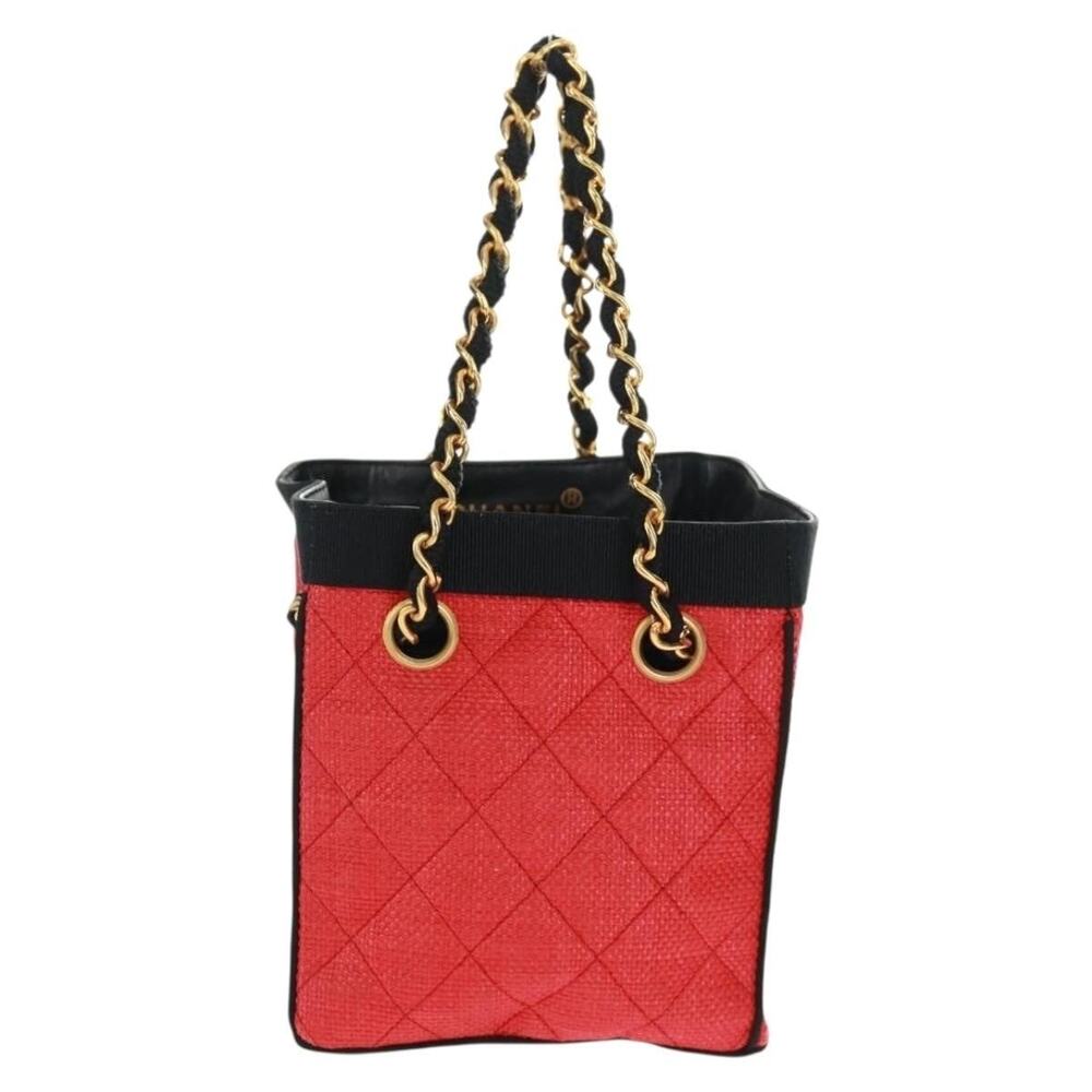 Chanel Raffia Chain Handbag Red